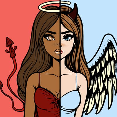 devil vs angel realistic girl