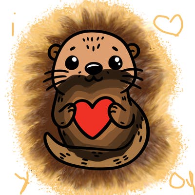 otter with a heart