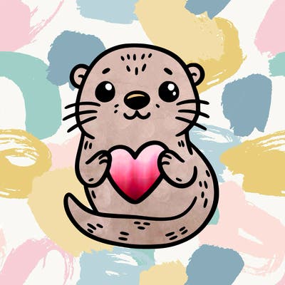 otter with a heart