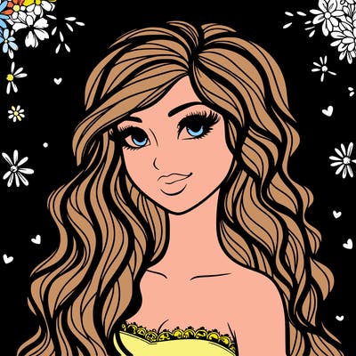 pretty woman with long wavy hair