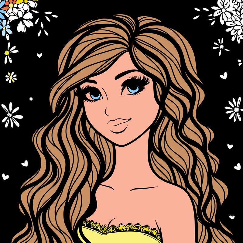 pretty woman with long wavy hair