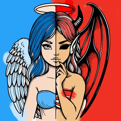 realistic angel half demon