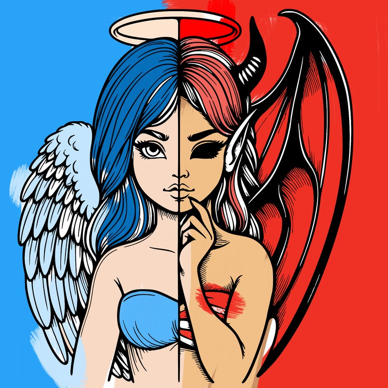 realistic angel half demon