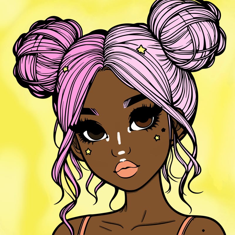 realistic girl with space buns