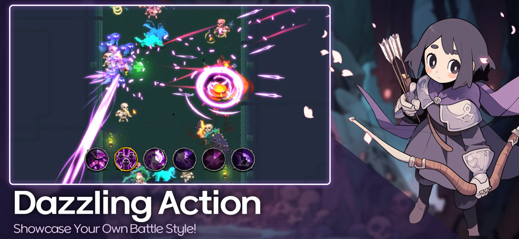 Pixel Hunter Idle: Retro RPG - Dazzling action gameplay and anime character in Pixel Hunter Idle Retro RPG