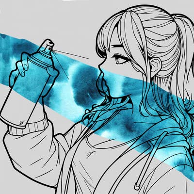 a realistic girl spray, painting