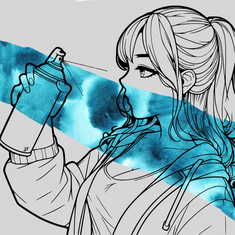 a realistic girl spray, painting