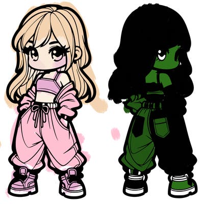 girl in crop top and baggy pants