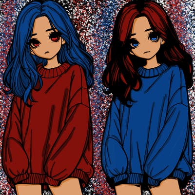 realistic girl with baggy sweater