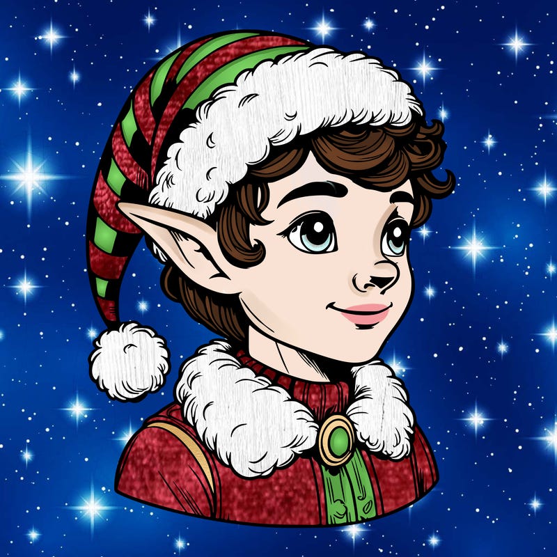 realistic elf with santa hat