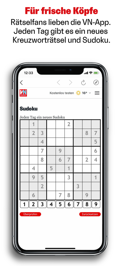 Daily Sudoku puzzle game interface within the VN news app