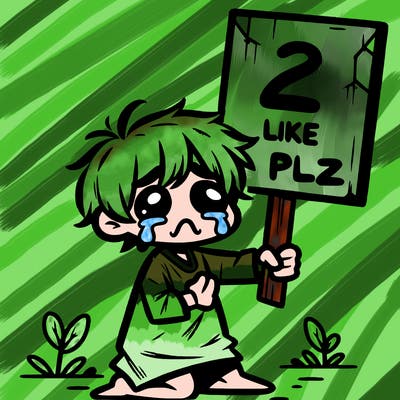small poor toddler crying with sign that says 2 like plz