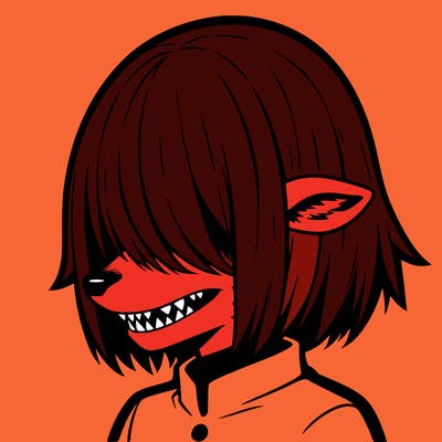 sharp teeth deer man with bob haircut