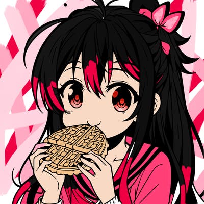 anime eating waffle