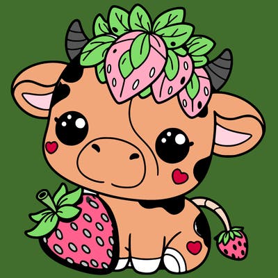 cute strawberry cow