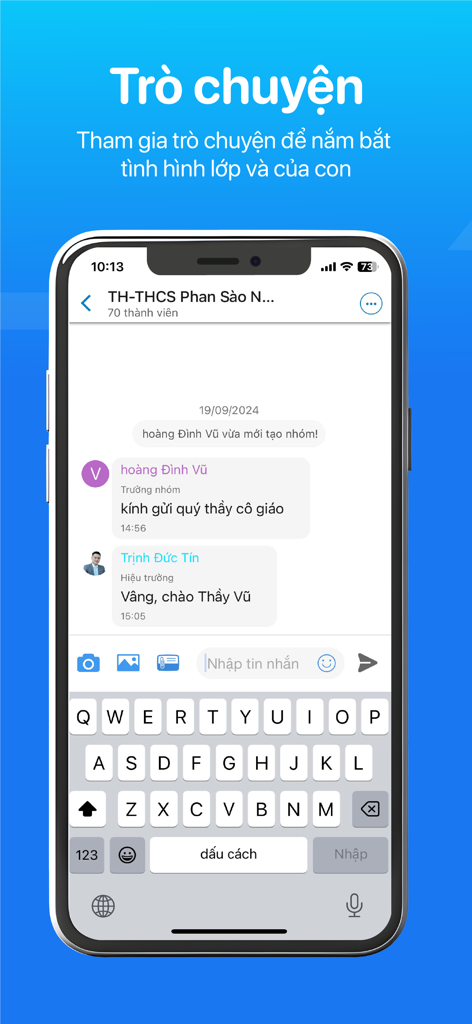 eNetViet - eNetViet app chat screen for school and family communication