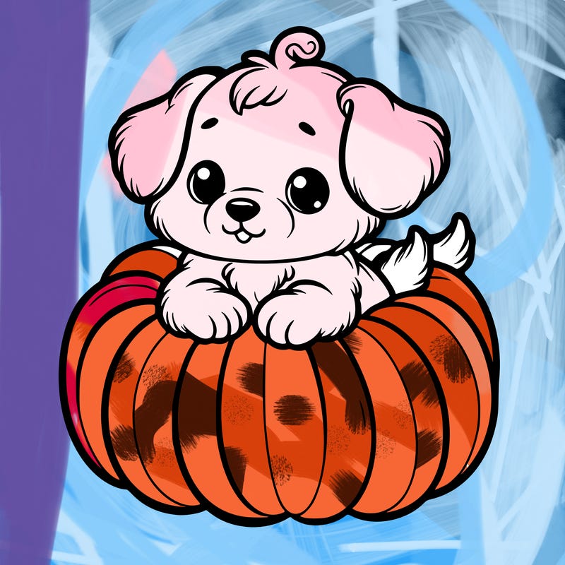 cute little puppy in a pumpkin