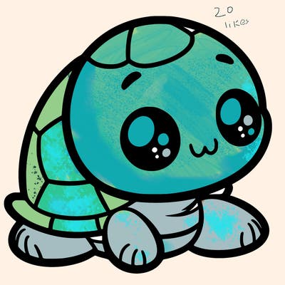 cute little animated turtle