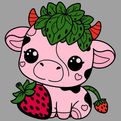 cute strawberry cow