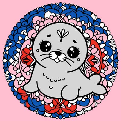 a cute baby seal mandala