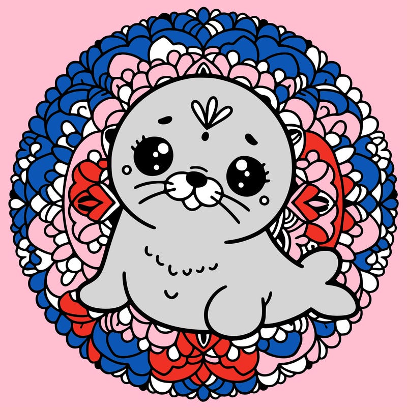 a cute baby seal mandala