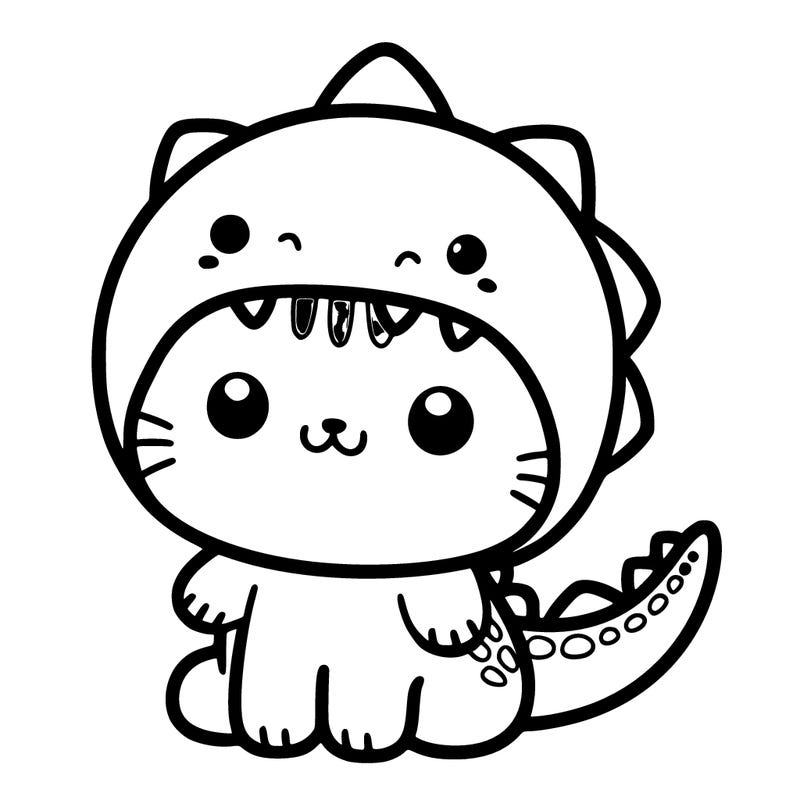 a cute cat wearing a dinosaur suit