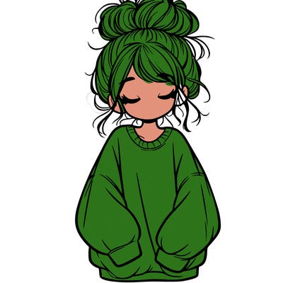 girl with baggy sweatshirt and messy bun
