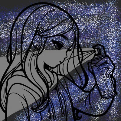 a realistic girl spray painting