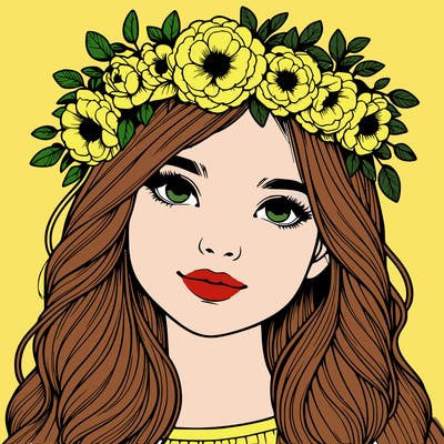 realistic girl with flower crown