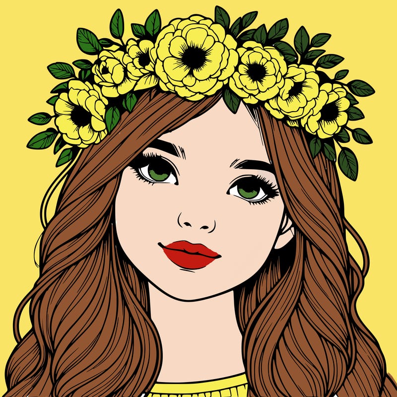 realistic girl with flower crown