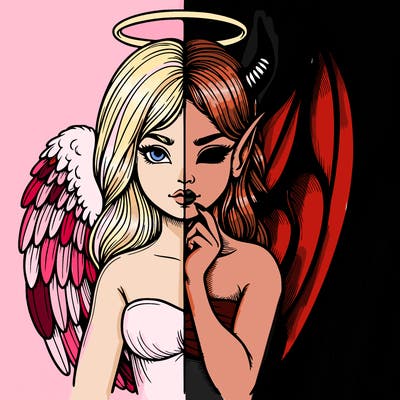 realistic angel half demon