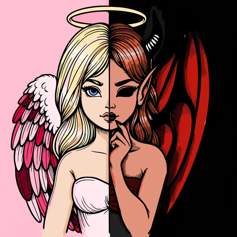 realistic angel half demon