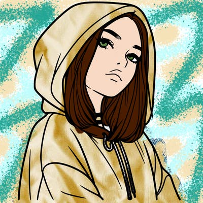 a realistic girl in a hoodie