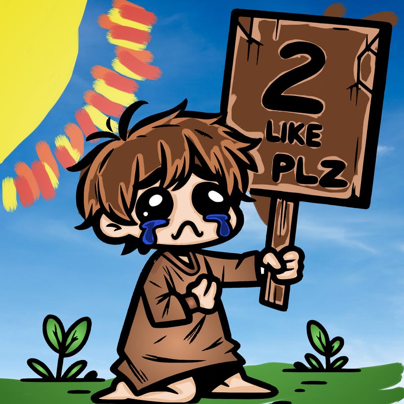 small poor toddler crying with sign that says 2 like plz