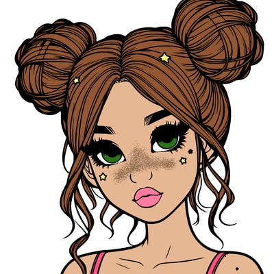 realistic girl with space buns