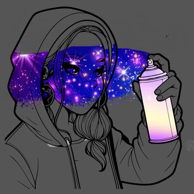 a realistic girl, spray painting