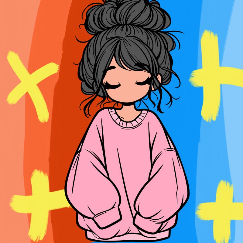 girl with baggy sweatshirt and messy bun