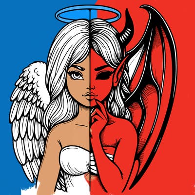 realistic angel half demon