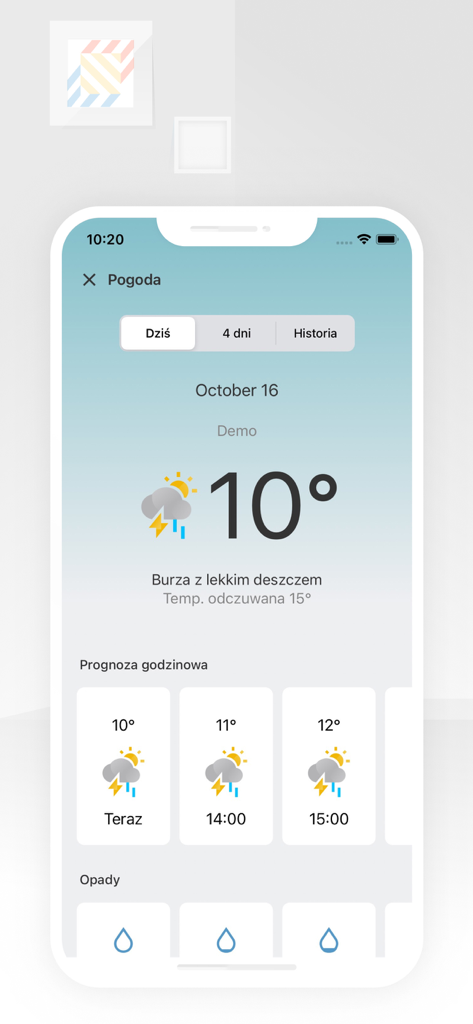 ViCare - ViCare mobile app screen displaying a weather forecast with current temperature and hourly outlook