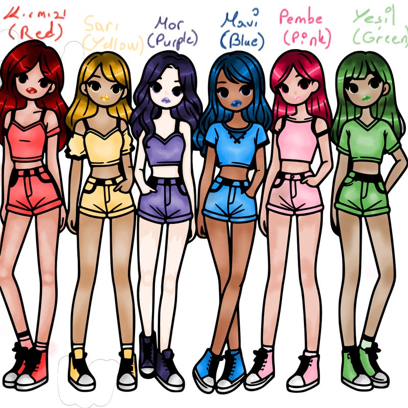 a group of girls wearing crop tops and shorts
