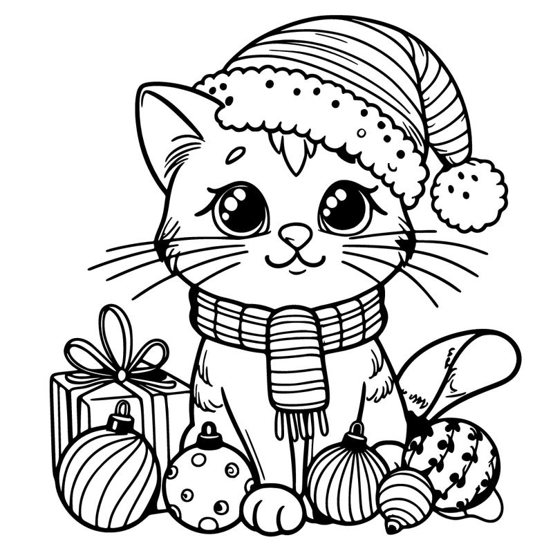 realistic christmas cat