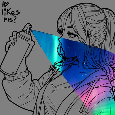a realistic girl spray, painting