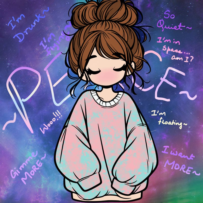 girl with baggy sweatshirt and messy bun