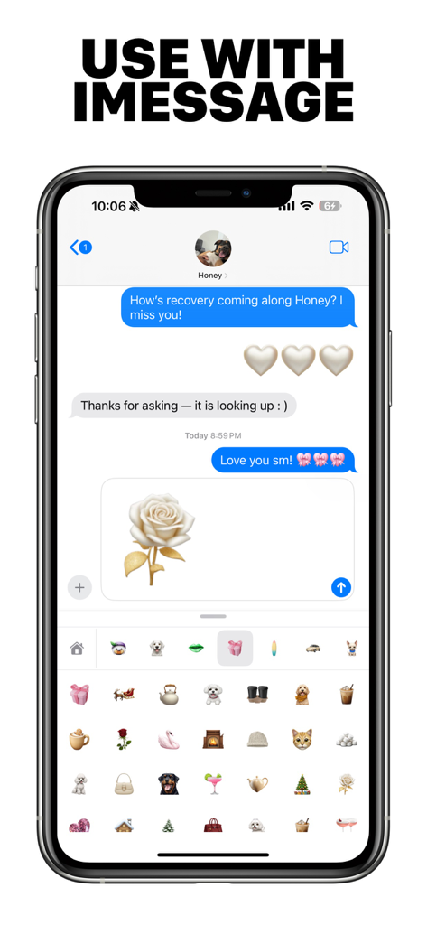 AI Emojis - Smartphone screen showing AI emojis used in an iMessage conversation