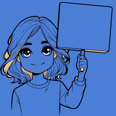 realistic girl holding up a sign