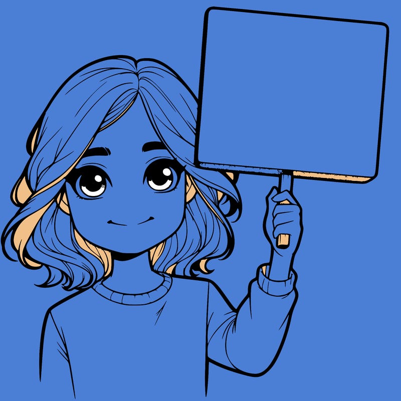 realistic girl holding up a sign