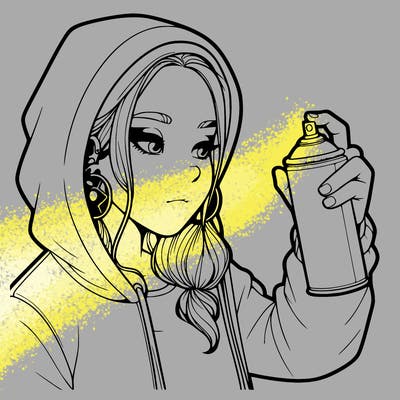 a realistic girl, spray painting