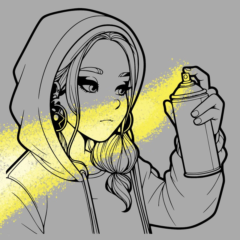 a realistic girl, spray painting