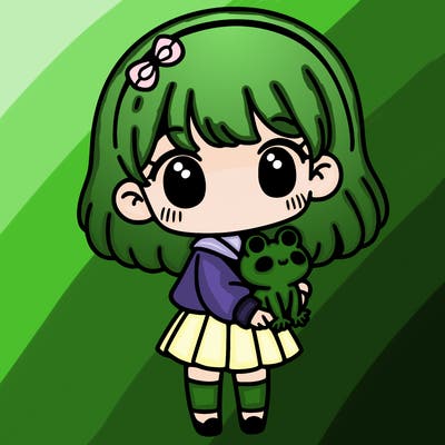 a cute girl holding a cute frog