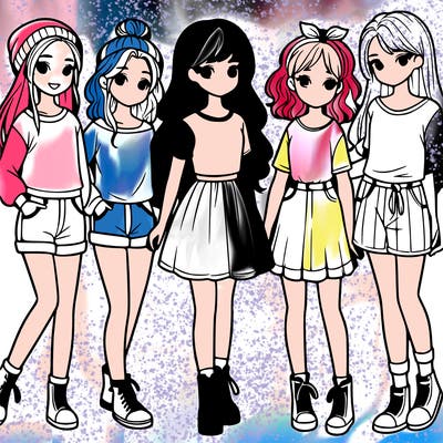 a group of five girls